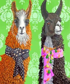 Stylish Brown And Black Alpacas Llamas paint by numbers