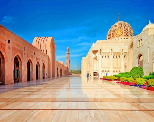 Sultan Qaboos Grand Mosque Muscat Oman paint by numbers