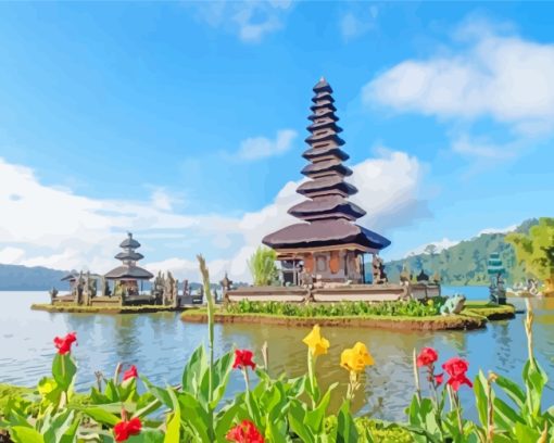 Ulun Danu Temple Bali Indonesia paint by numbers