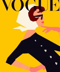 Vogue Poster Woman Yellow Background paint by numbers