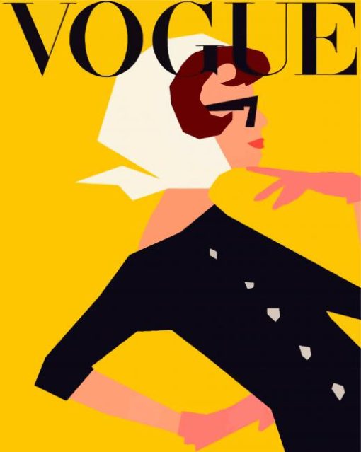 Vogue Poster Woman Yellow Background paint by numbers