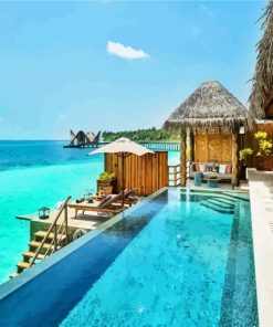 Water Villa With Pool Outdoor Maldives paint by numbers