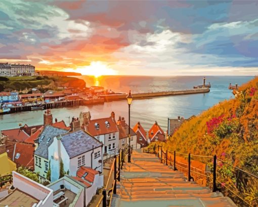 Whitby Harbour paint by number