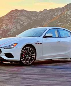 White Maserati Car paint by numbers