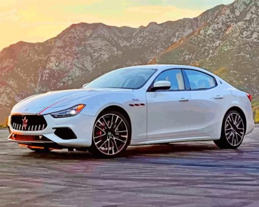 White Maserati Car paint by numbers