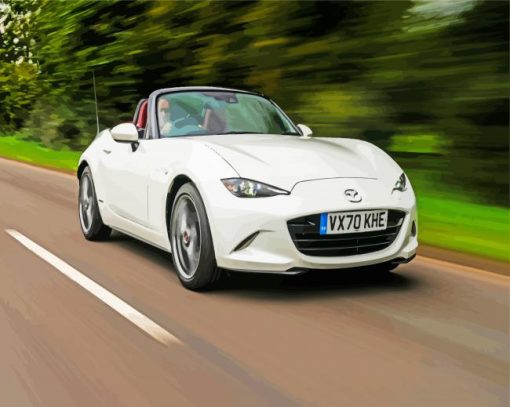 White Mazda Miata Mx5 paint by numbers