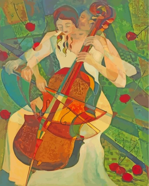 Abstract Cello Player paint by numbers