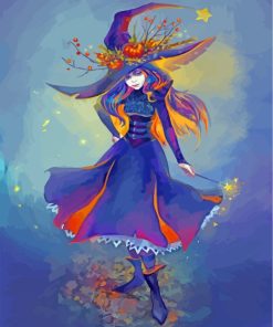 Anime Halloween Witch paint by numbers