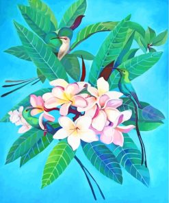 Birds On Frangipani Flowers paint by numbers