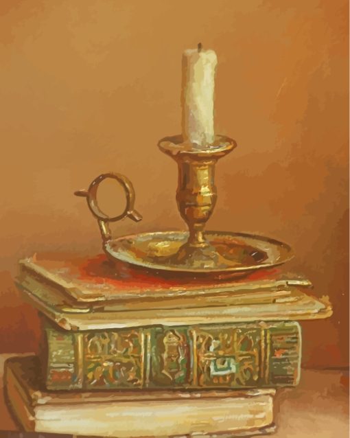 Candle And Books Still Life paint by numbers