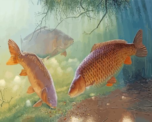 Carp Fishes Underwater paint by numbers