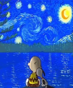 Charlie And Snoopy Starry Night paint by numbers