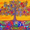 Colourful Folk Tree paint by numbers