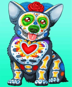 Corgi Dog Day Of The Dead paint by numbers