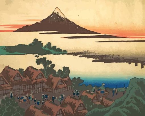 Dawn At Isawa In Kai Province By Hokusai paint by numbers