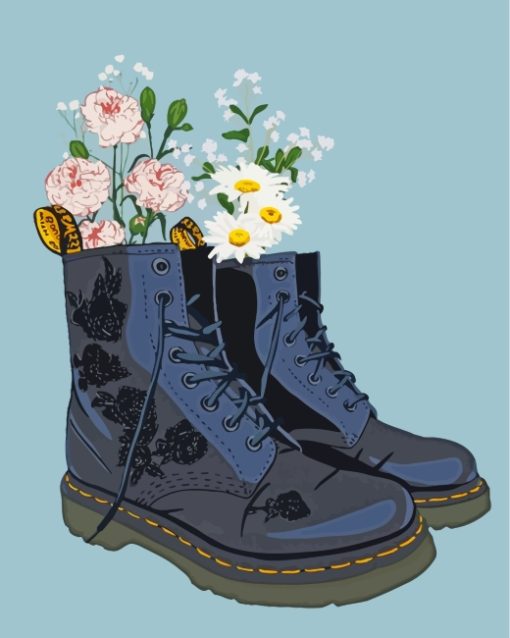 Flowers In Boots paint by numbers