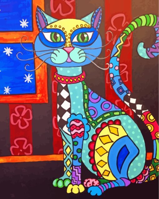 Folk Cat paint by numbers