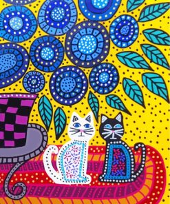 Folk Cats Art paint by numbers