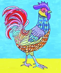 Folk Rooster Bird paint by numbers