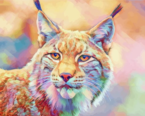 Geometric Colourful Bobcat paint by numbers