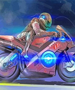 Illustration Motorcycle Driver paint by numbers