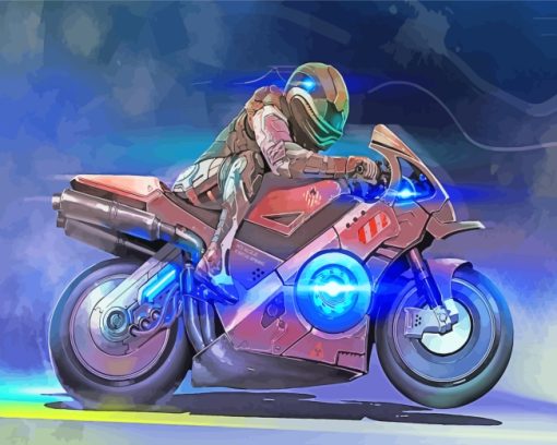 Illustration Motorcycle Driver paint by numbers