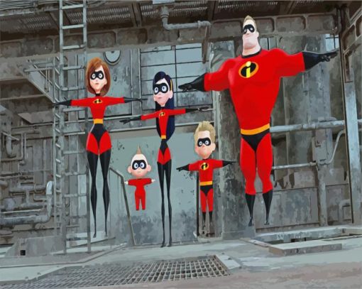 Incredibles Animated Movie paint by numbers