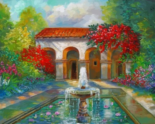 Italian Garden Fountain paint by numbers