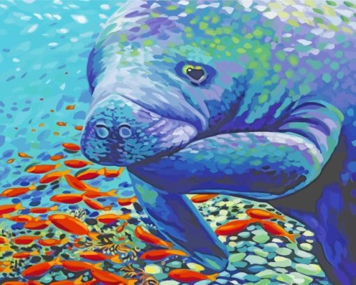 Manatee And Fish paint by numbers