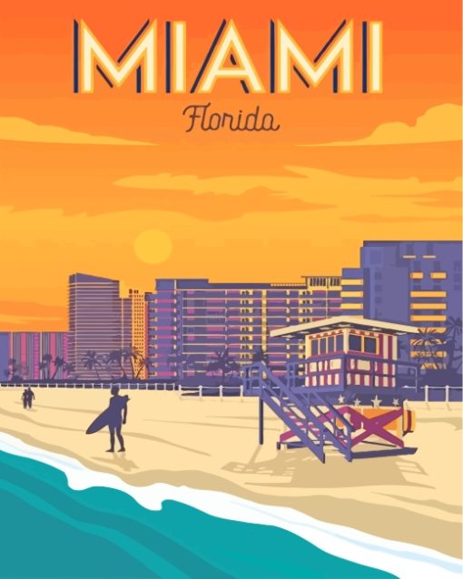 Miami Florida Poster paint by numbers