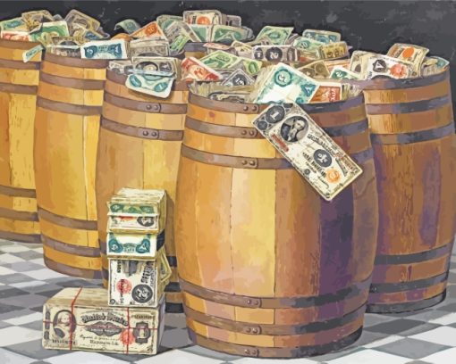 Money Barrels paint by numbers