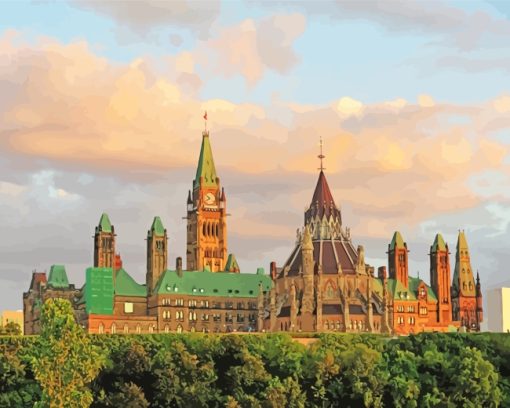 Ottawa Parliament Hill Building paint by numbers