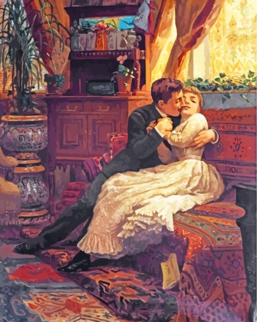 Romantic Victorian Couple paint by numbers