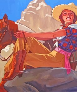 Vintage Cowgirl paint by numbers