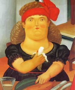 Woman Eating Banana Botero Art paint by numbers