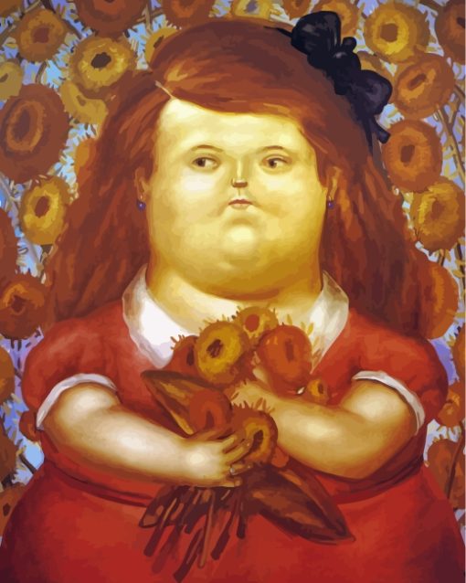 Woman With Flowers Fernando Botero paint by numbers