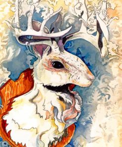 Abstract White Jackalope paint by numbers