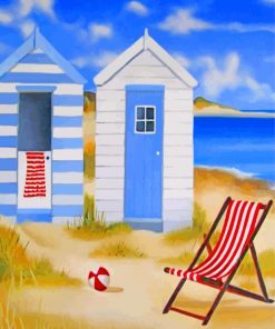 Aesthetic beach huts paint by numbers