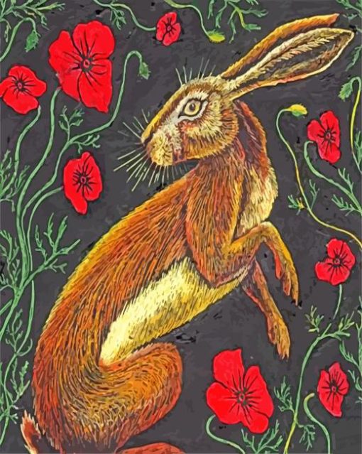 Brown Hares Boxing paint by numbers