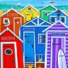 Colourful Beach Huts paint by numbers