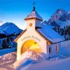 Dachstein Kircherl Winteraufnahme Hallstat paint by numbers