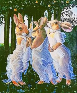 Hares Wearing White paint by numbers