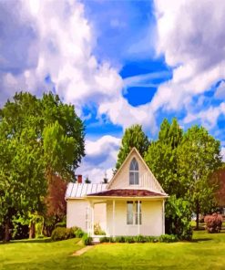 American Gothic House Iowa paint by numbers