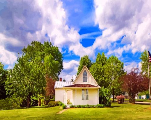 American Gothic House Iowa paint by numbers