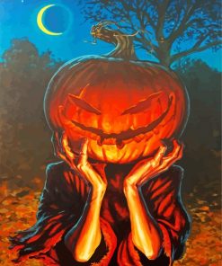 Pumpkin Jack O Lantern Illustration Art paid by numbers