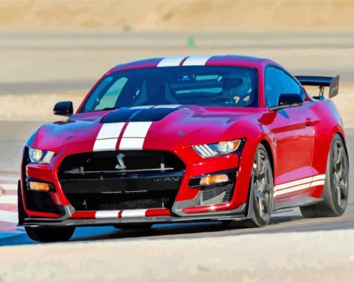 Red Ford Mustang Gt500 paint by numbers