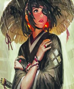 Samurai Girl Eye Patch Guweiz paint by numbers