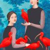 Twins And Red Ibis Birds paint by numbers