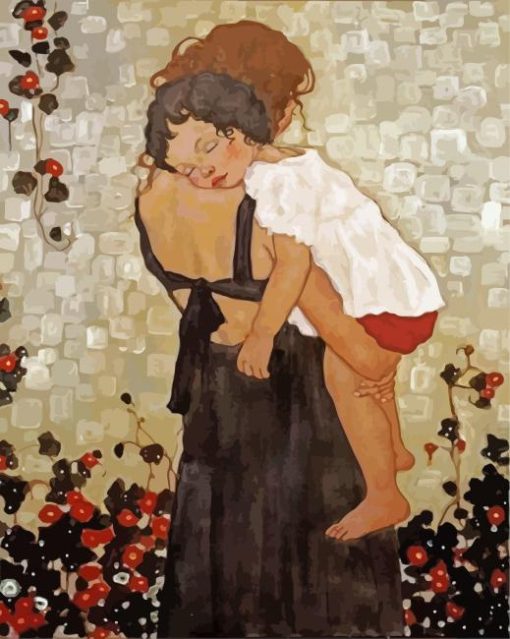 Woman Hugging Her Baby Daughter paint by numbers