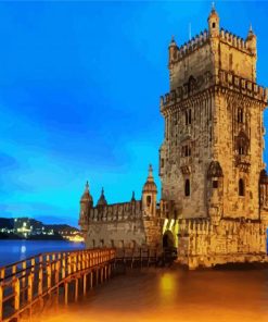 Portugal Belem Tower At Night paint by numbers